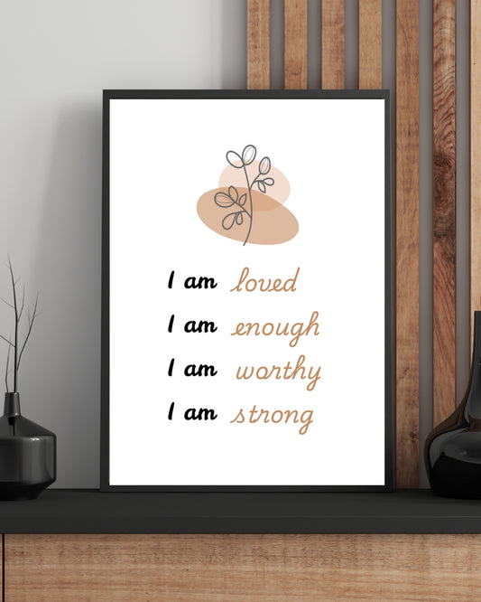 I Am Loved I Am Enough Christian Affirmation Wall Art