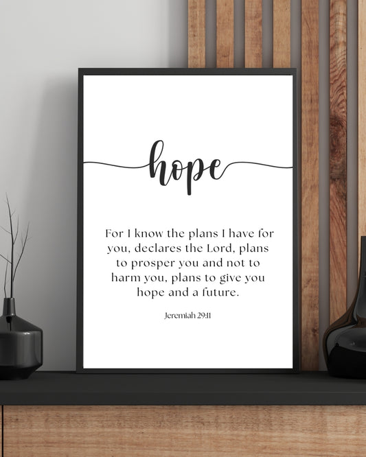 Hope – Jeremiah 29:11 Bible Verse Wall Art