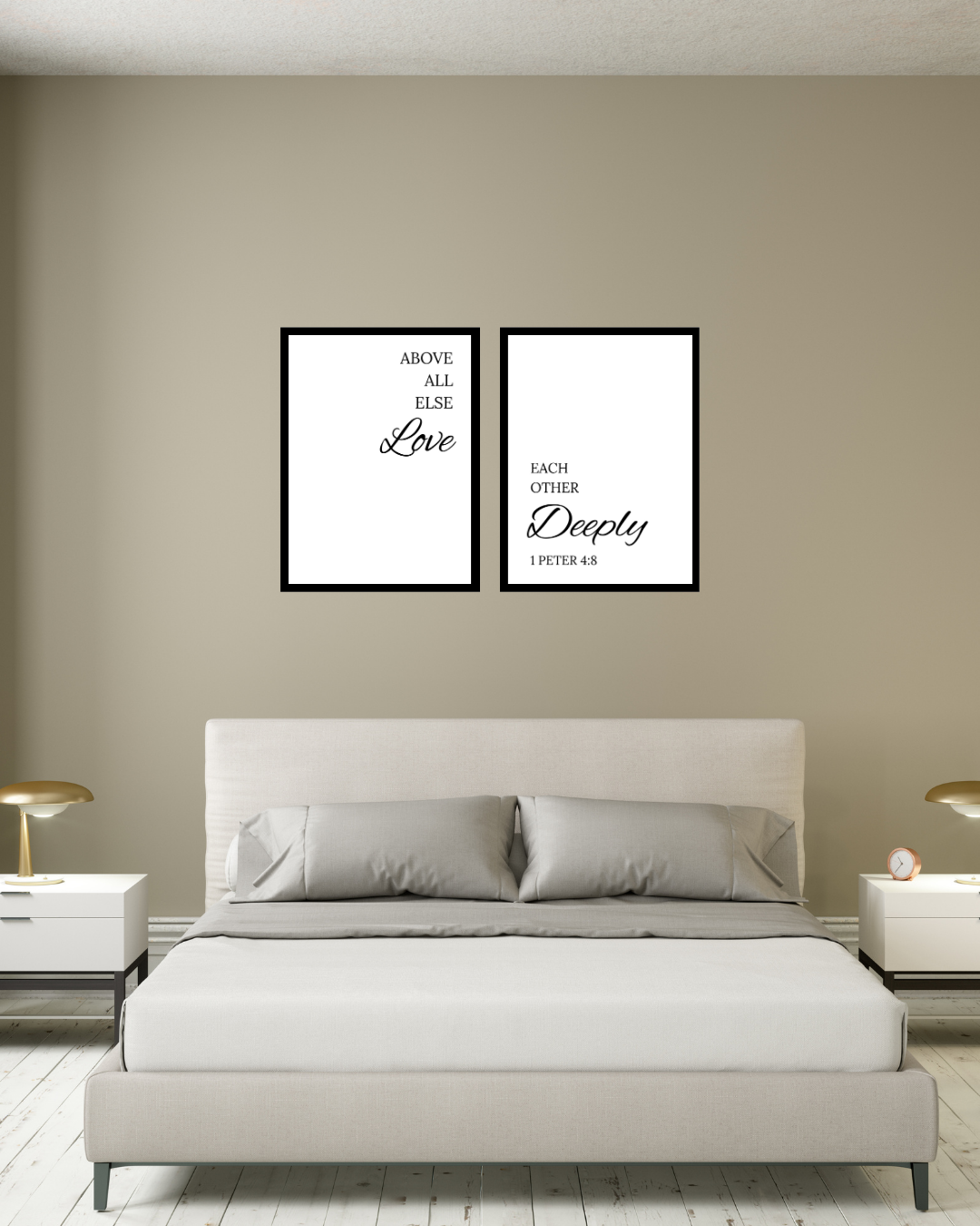 1 Peter 4:8 Wall Art Set of 2 – Above All Else Love Each Other Deeply – Christian Framed Gallery Set