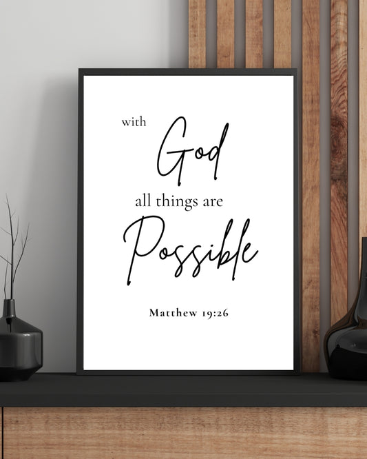 With God All Things Are Possible – Matthew 19:26 Wall Art