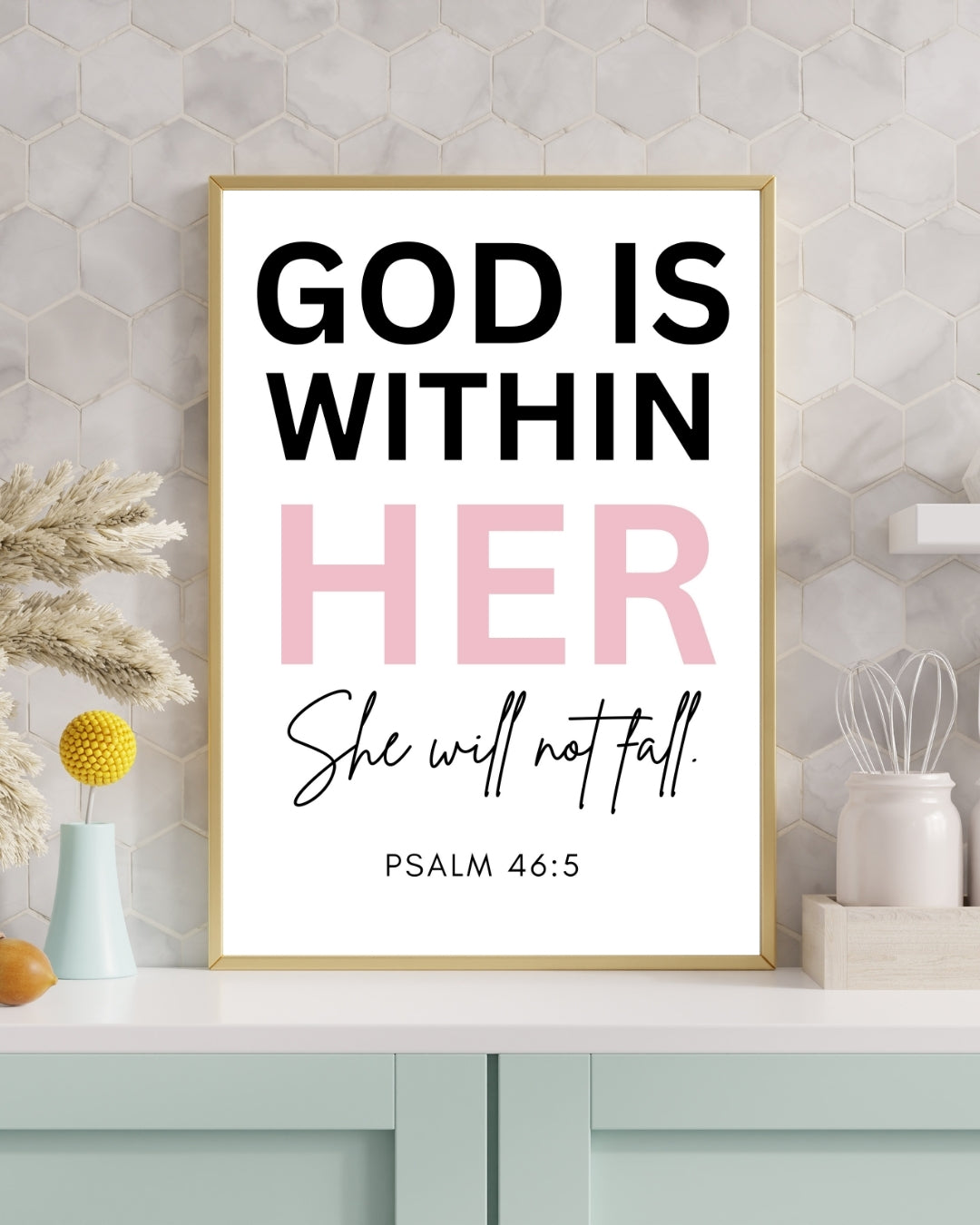 God Is Within Her Wall Art – Psalm 46:5 Christian Print
