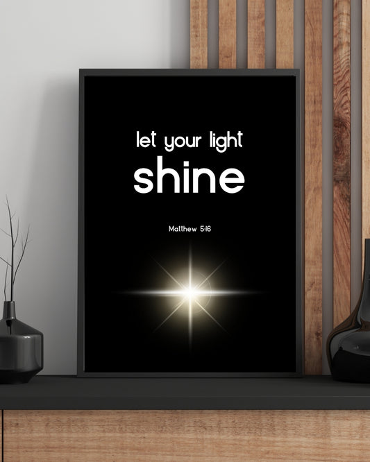 Matthew 5:16 Wall Art – Let Your Light Shine Scripture Print